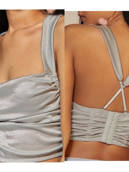 Urban Outfitters Tops - UO grey shimmer bustier crop top